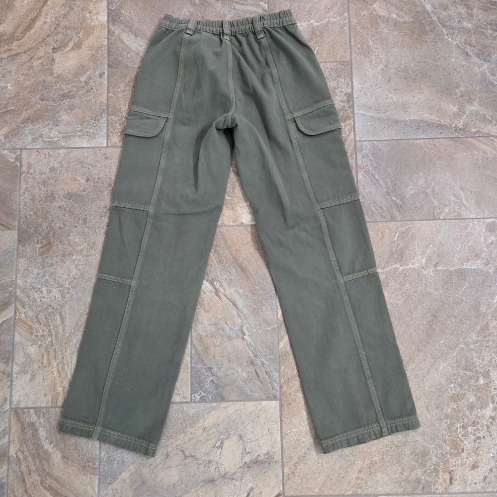 Pacsun Elastic Waist Cargo Pants Olive Green Straight Leg Utility Size S - Picture 6 of 10